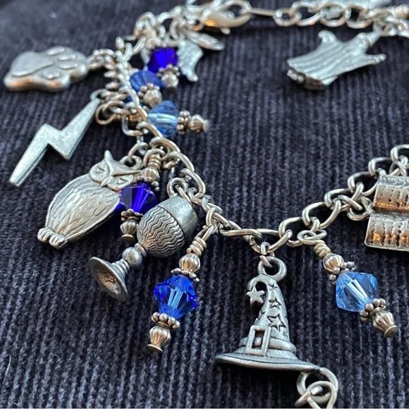 Harry Potter Wizard Witch Inspired Blue & Silver Charm Bracelet - Picture 5 of 8